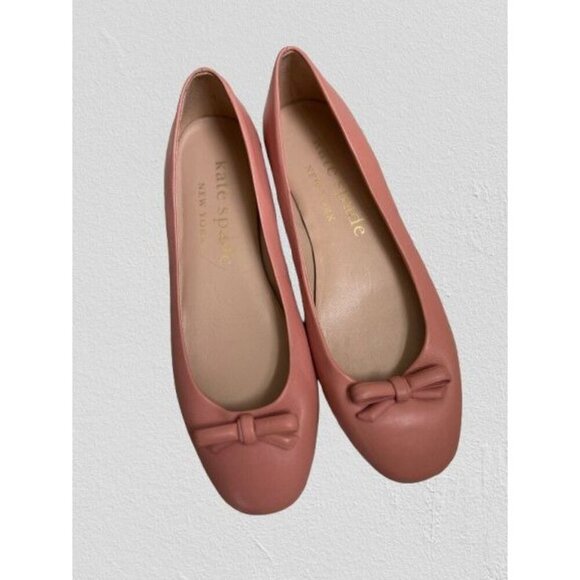 Kate Spade Kiersten Bow Flats Leather Ballerina Slippers Pink Size 8.5 - Picture 1 of 14